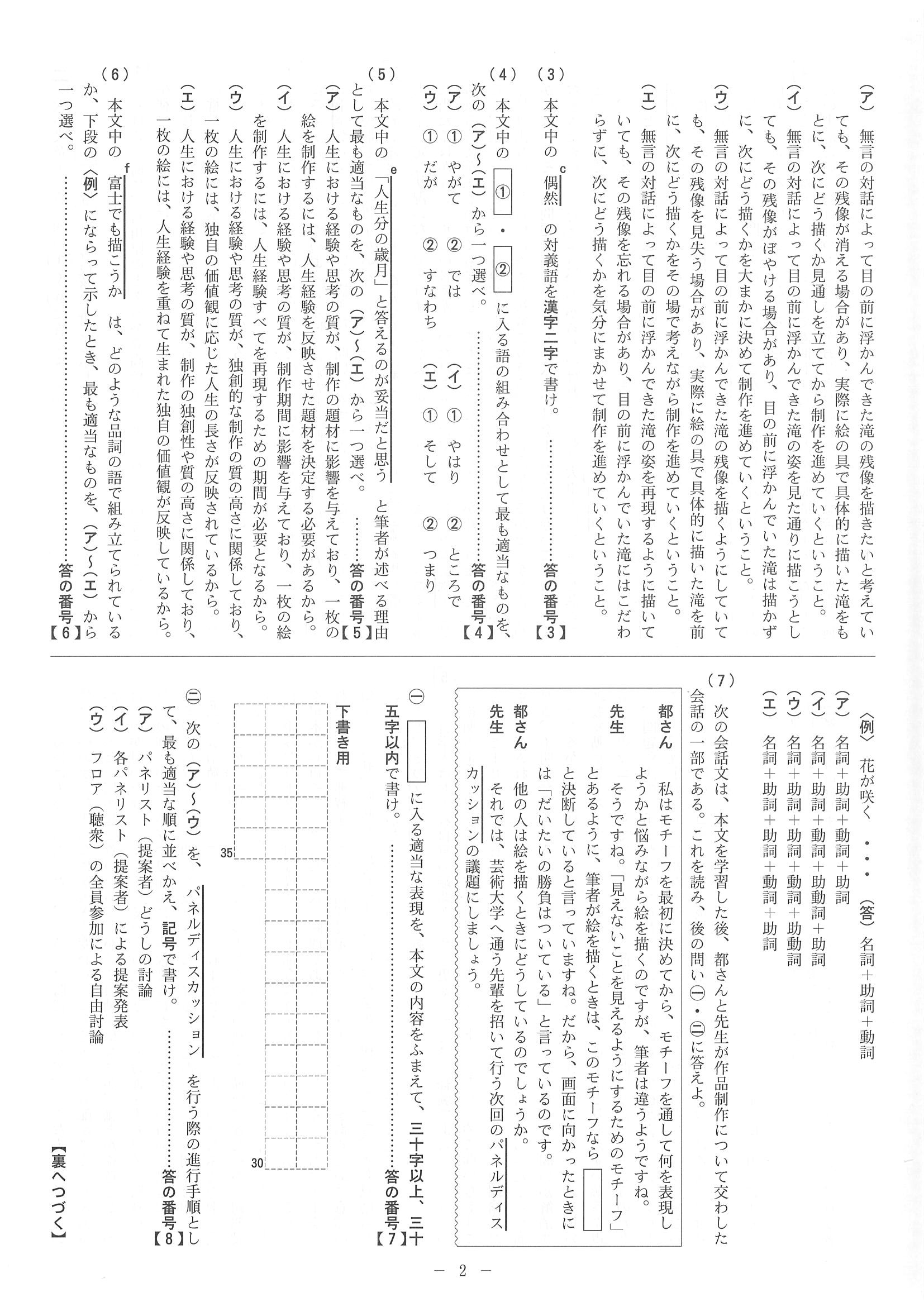 2016年度 阪府立高校 国語 前期 問題