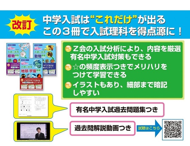 「Z会中学受験シリーズ」の図鑑3冊を改訂