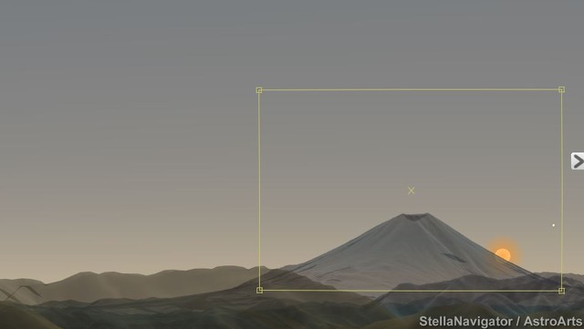 富士山裾野からの初日の出のシミュレーション　（c） アストロアーツ