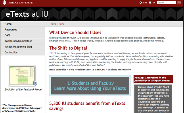 インディアナ大学、「e-Text」