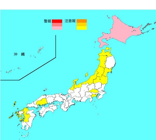 インフルエンザ流行レベルマップ（第47週）