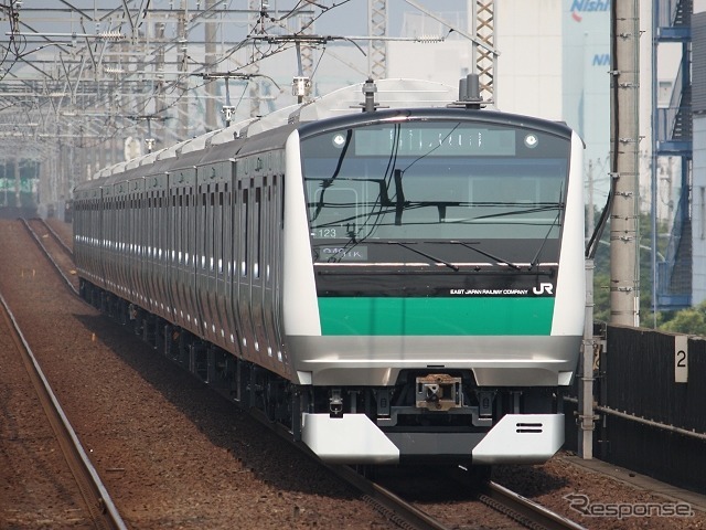 痴漢防止対策の実証実験が行なわれる埼京線。