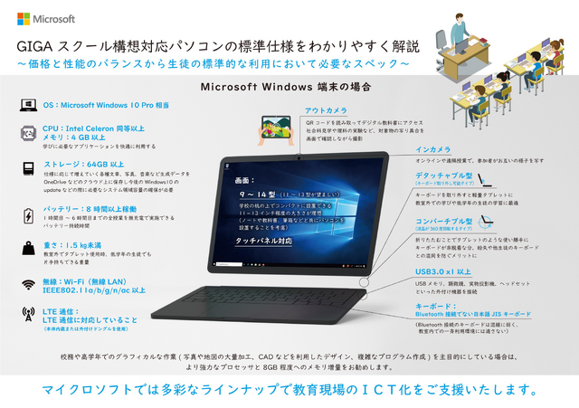 GIGAスクール構想標準仕様に対応したWindowsパソコンのスペック