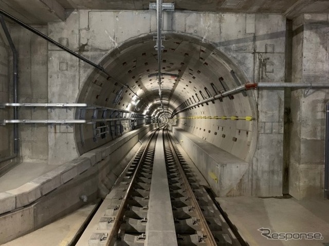 七隈線延伸部のトンネル。10人を1グループとして3か所を入替制で見学する。