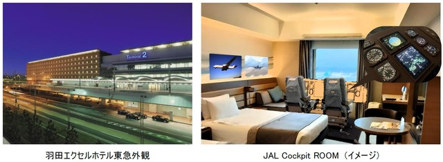 羽田エクセルホテル東急外観、「JAL Cockpit ROOM」イメージ