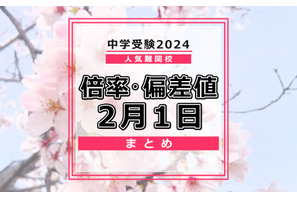 【中学受験2024】人気難関校倍率情報（2/1版）4模試偏差値情報 画像