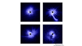 すばる望遠鏡に搭載されたカメラHiCIAOが映し出した赤ちゃん星たちの星周物質の分布