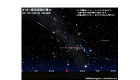 2017年10月22日0時（東京）の「オリオン座流星群」のシミュレーション　(c) アストロアーツ