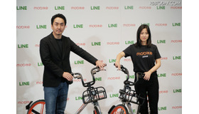 記者会見にはLINEの出澤剛氏と、モバイクのHu Weiwei氏が出席。日本版・モバイクサービスの展望を語った