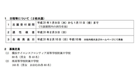 横浜市教育委員会　平成30年度「入学者の募集および決定に関する要項」各校の日程と募集定員