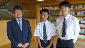 左から、海陽学園 中学3年生の学年主任 武田眞史先生、中学3年生の上嶋啓太さん、鶴田明人さん