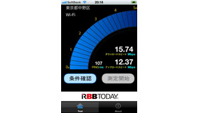 iPhone版 RBB TODAY SPEED TEST、WiFiでの測定