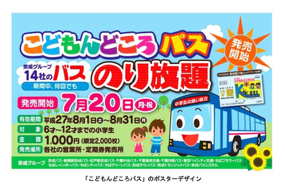 【夏休み】京成バスなど14社、小学生対象フリーきっぷ発売 画像