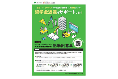 東京都×中小企業「奨学金返還サポート」学生の登録者募集 画像