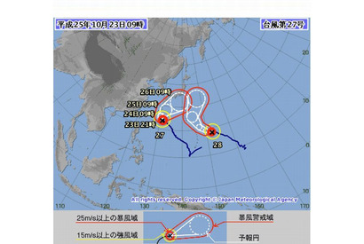 台風27、28号が接近中…26号以上の大雨となる恐れ 画像