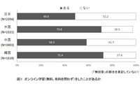 高校生のオンライン学習、日本は経験率が最低…米中韓と比較 画像