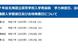 【高校受験2025】北海道公立高入試の日程…学力検査3/4