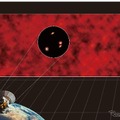 モヤモヤとした赤外線放射が、今回のアルマ望遠鏡を用いた研究により個別の天体に分解された様子のイメージイラスト