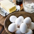 宮城県白石蔵王の「竹鶴ファーム」の卵で作ったメレンゲに、少量の北海道美瑛産の新鮮な牛乳と国産小麦を配合し、シンプルながらも贅沢に仕上げたパンケーキを提案。