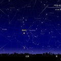 ペルセウス座流星群2016年8月14日0時頃の東京の空のシミュレーション　(c) 国立天文台天文情報センター