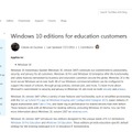 Microsoft　TechNet 「Windows 10 editions for education customers」（原文の一部）