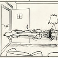 ライナスと大切な安心毛布をつけ狙うスヌーピー「ピーナッツ」原画(部分)1960年1月10日