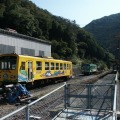 「こども鉄道員」イベントが行なわれる錦町駅の車両基地。