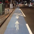 自転車専用通行帯の整備状況（東京、青山通り）