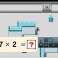 ロボットから逃げながら計算問題を解いて脱出するゲーム画面イメージ