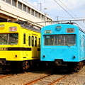 国鉄時代の塗色（スカイブルー）を再現した1001号編成と、秩父鉄道の旧塗装を再現した1007号編成。1007号は2012年に引退している。