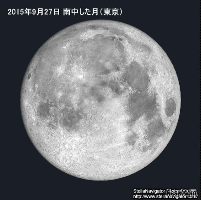 2015年9月27日東京における「中秋の名月」の見え方　(c) アストロアーツ