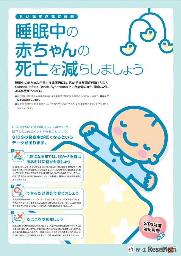 乳幼児突然死症候群（SIDS）対策強化月間普及啓発用ポスター