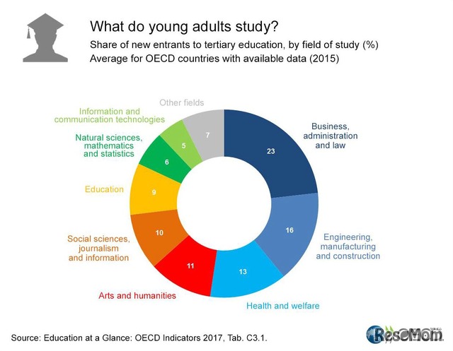 What do young adults study? 学位について