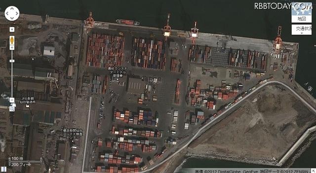 最新の塩釜港の衛星写真
