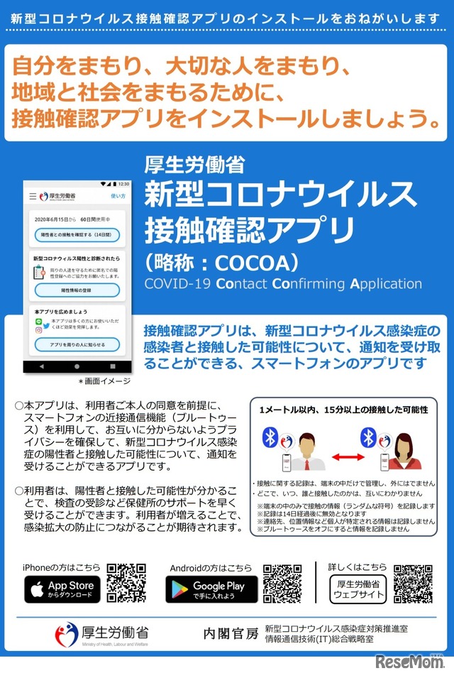 新型コロナウイルス接触確認アプリ「COCOA」