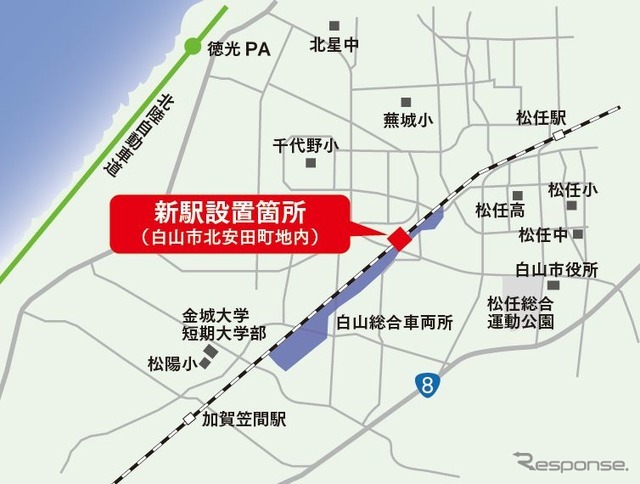 仮称「西松任」駅の設置箇所。