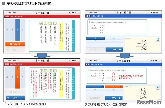 デジタル版プリント教材の内容