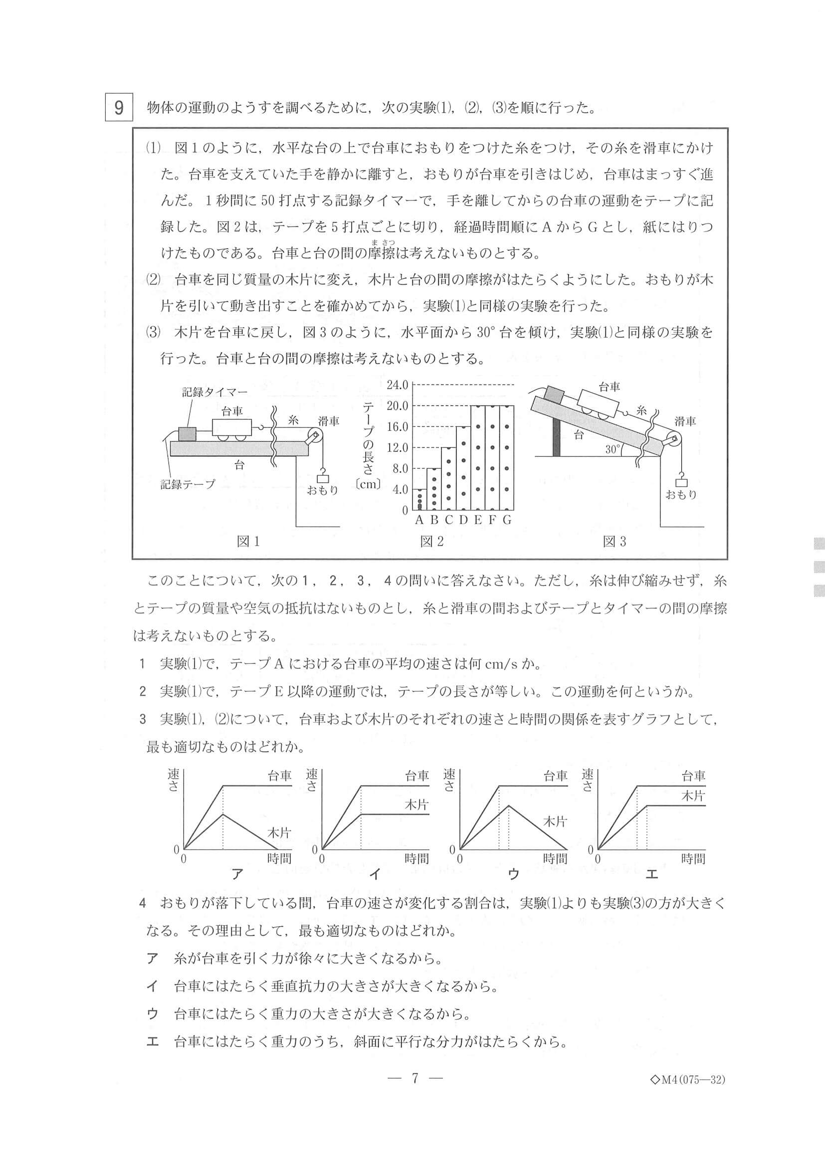2022年度 栃木県公立高校入試（標準問題 理科・問題）7/7