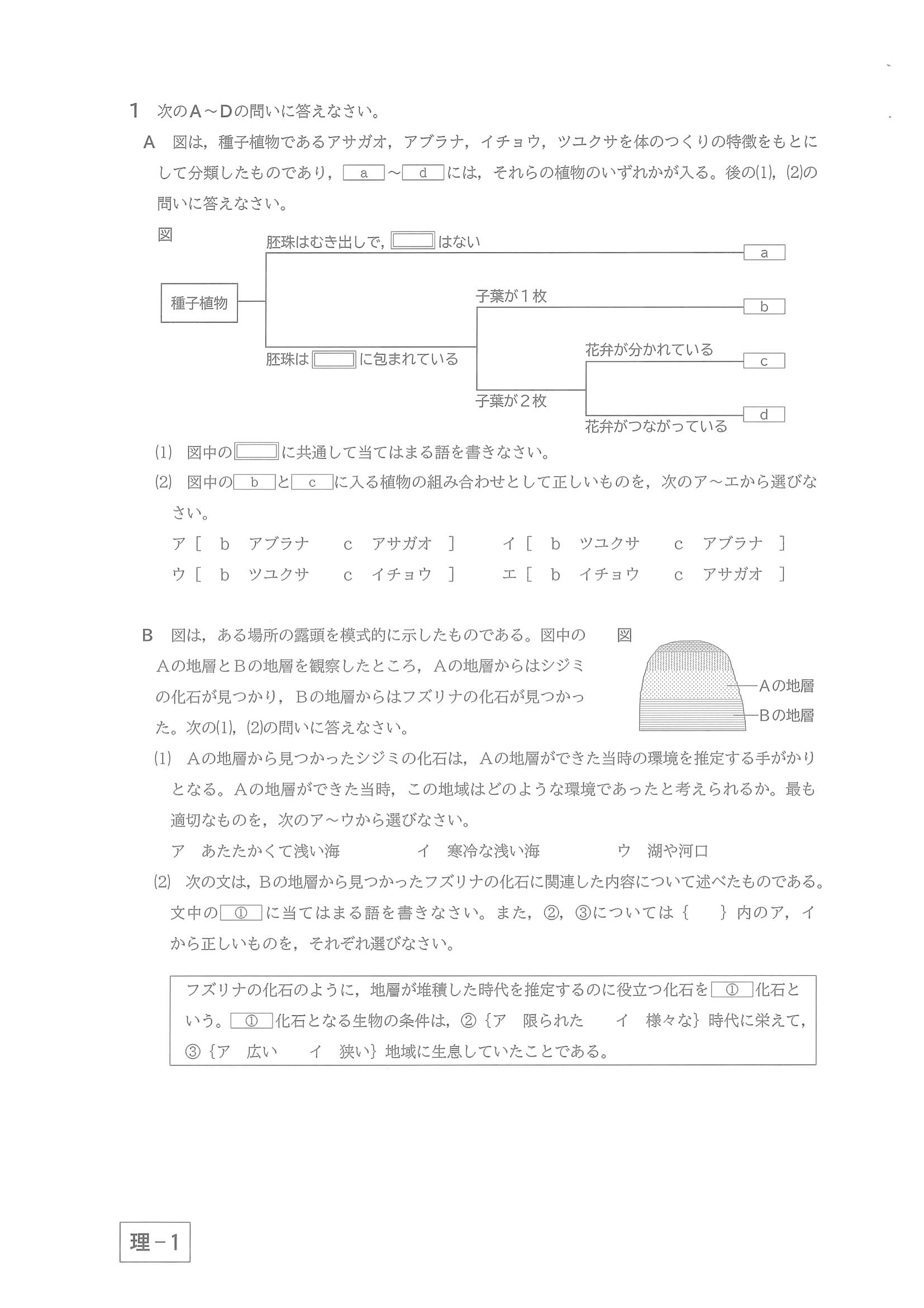 2023年度 群馬県公立高校入試（後期選抜 理科・問題）1/10