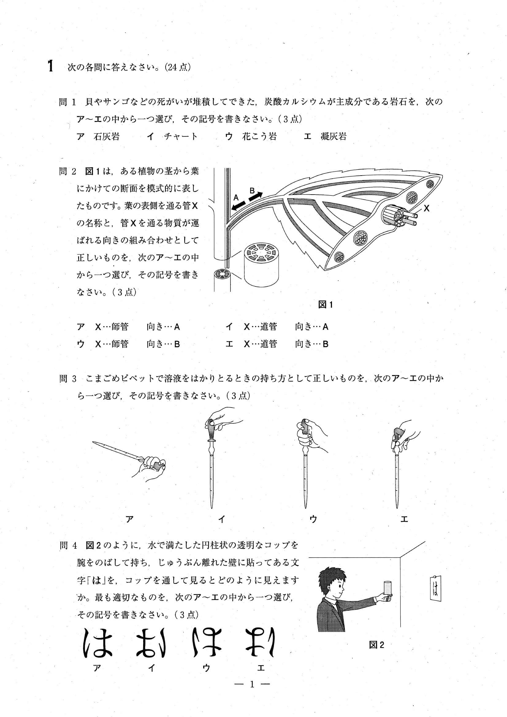 2024年度 埼玉県公立高校入試（標準問題 理科・問題）1/14