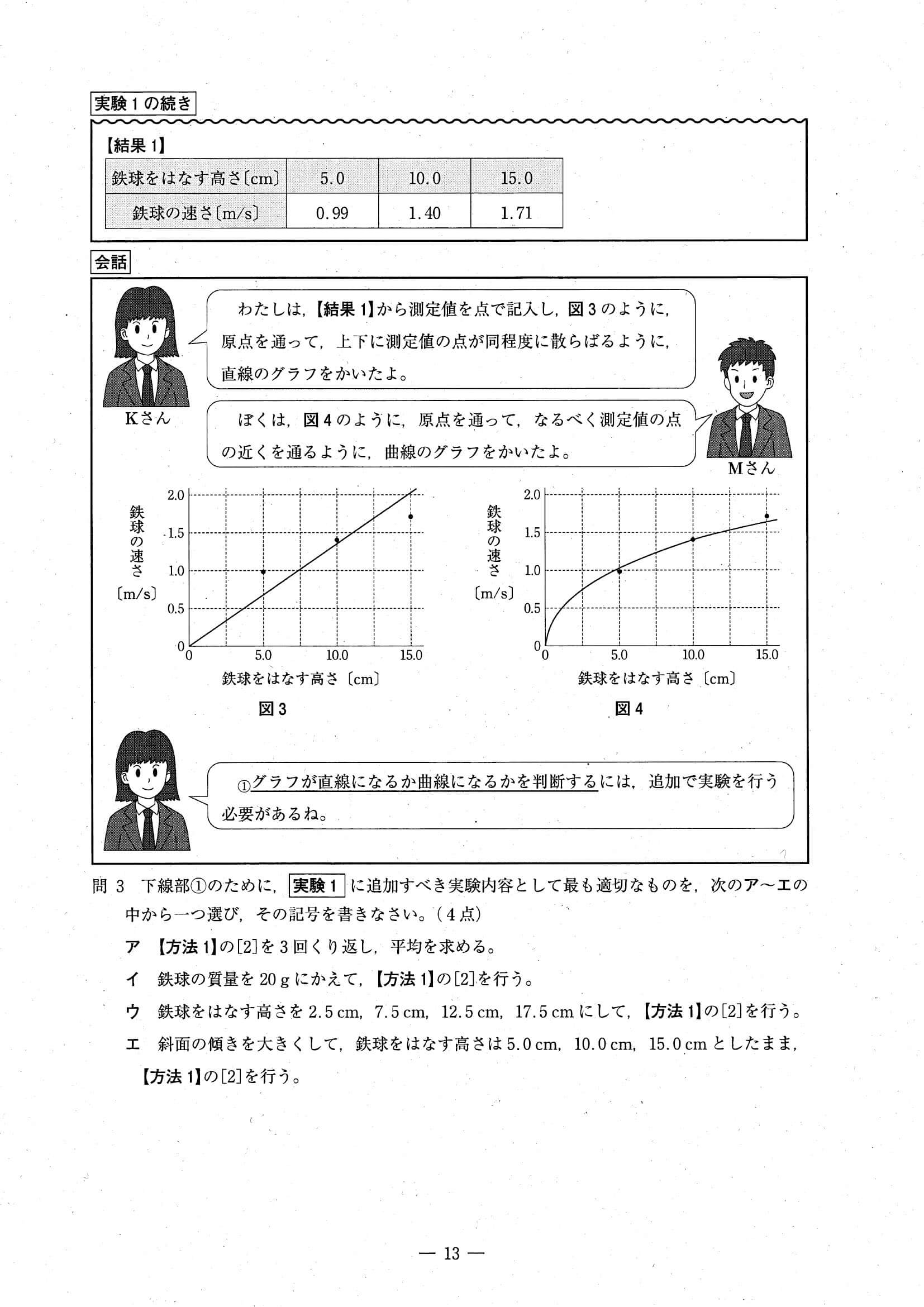 2024年度 埼玉県公立高校入試（標準問題 理科・問題）13/14