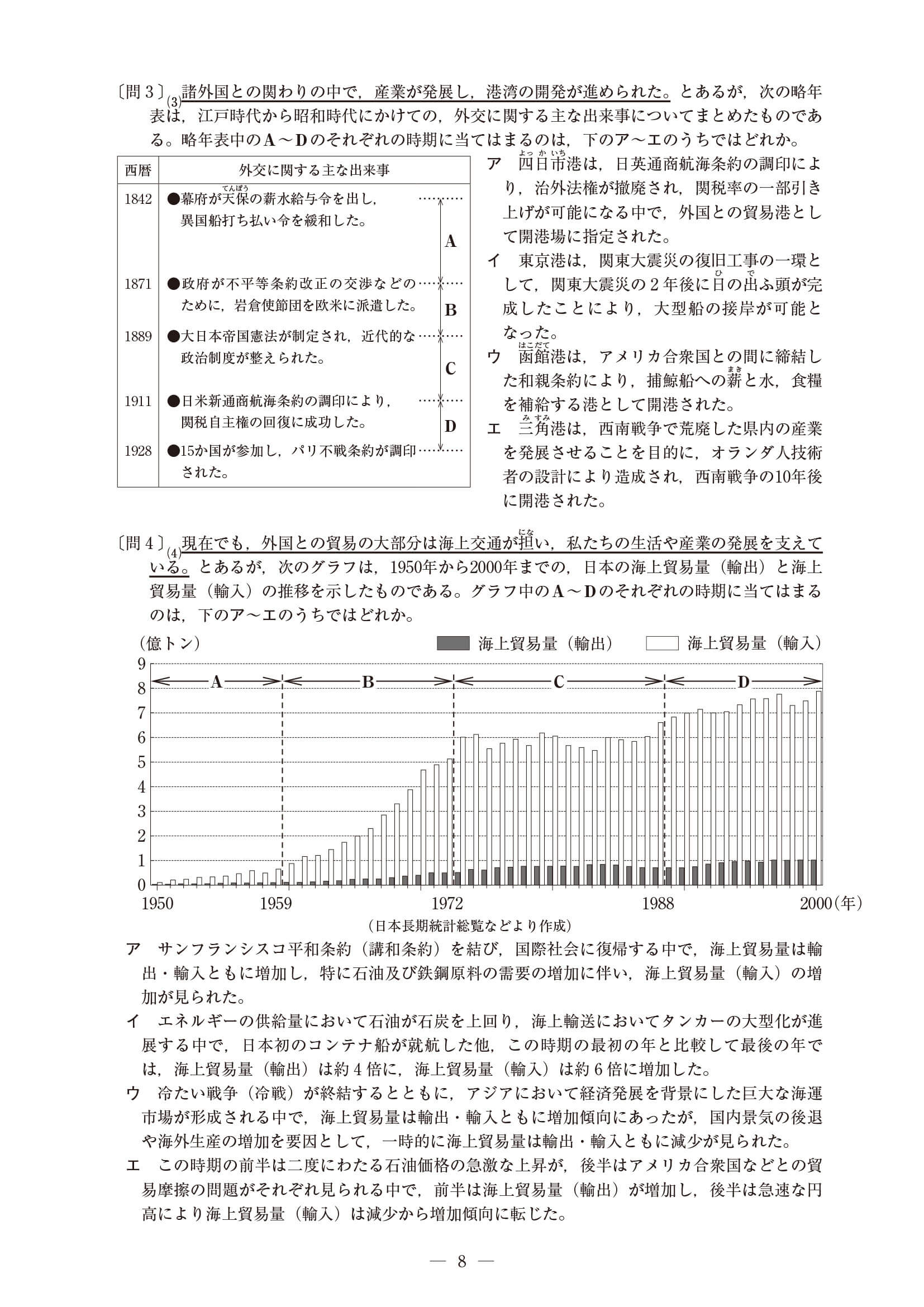 2024年度 東京都公立高校入試（標準問題 社会・問題）8/12