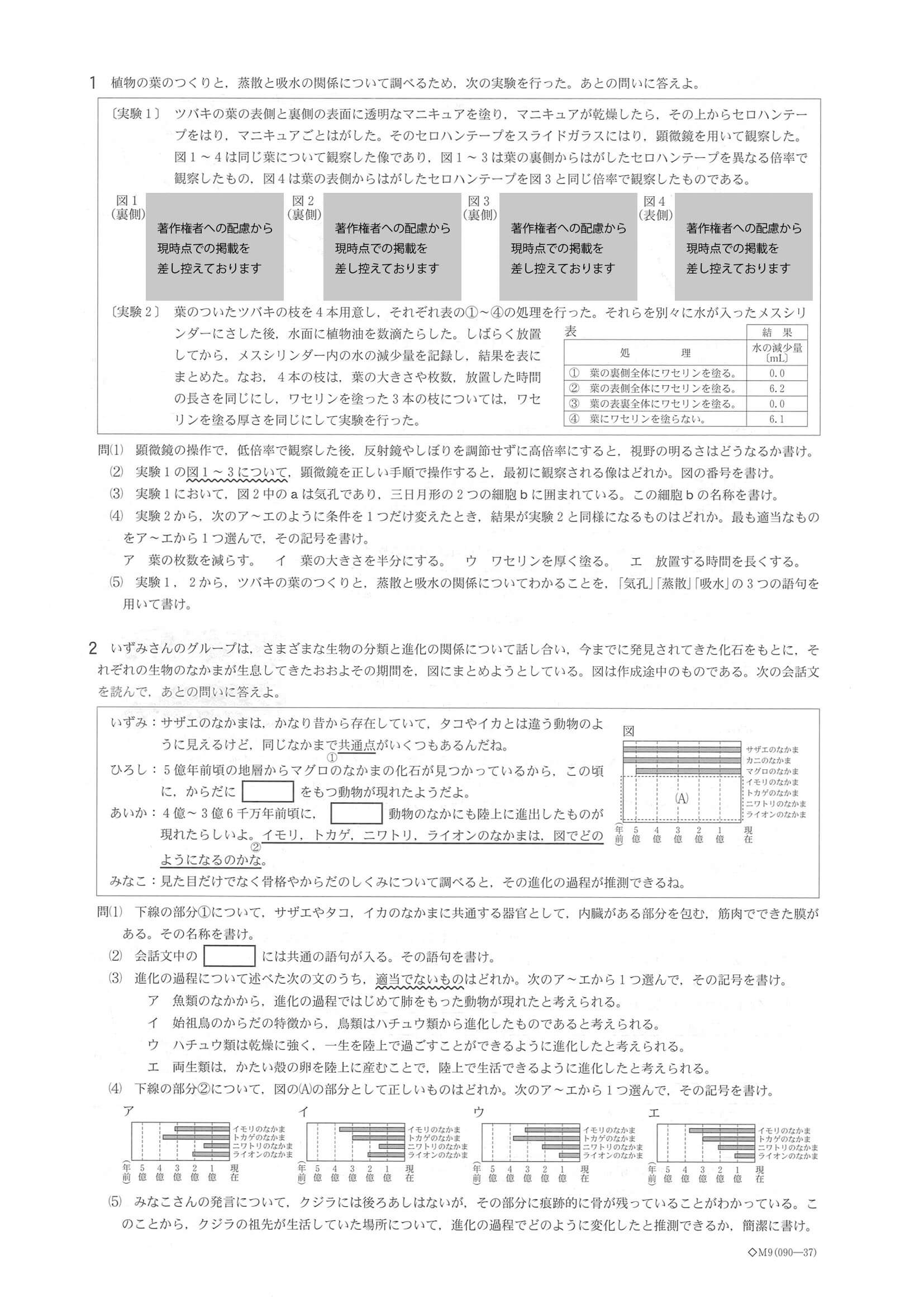 2021年度 福井県公立高校入試（標準問題 理科・問題）1/5