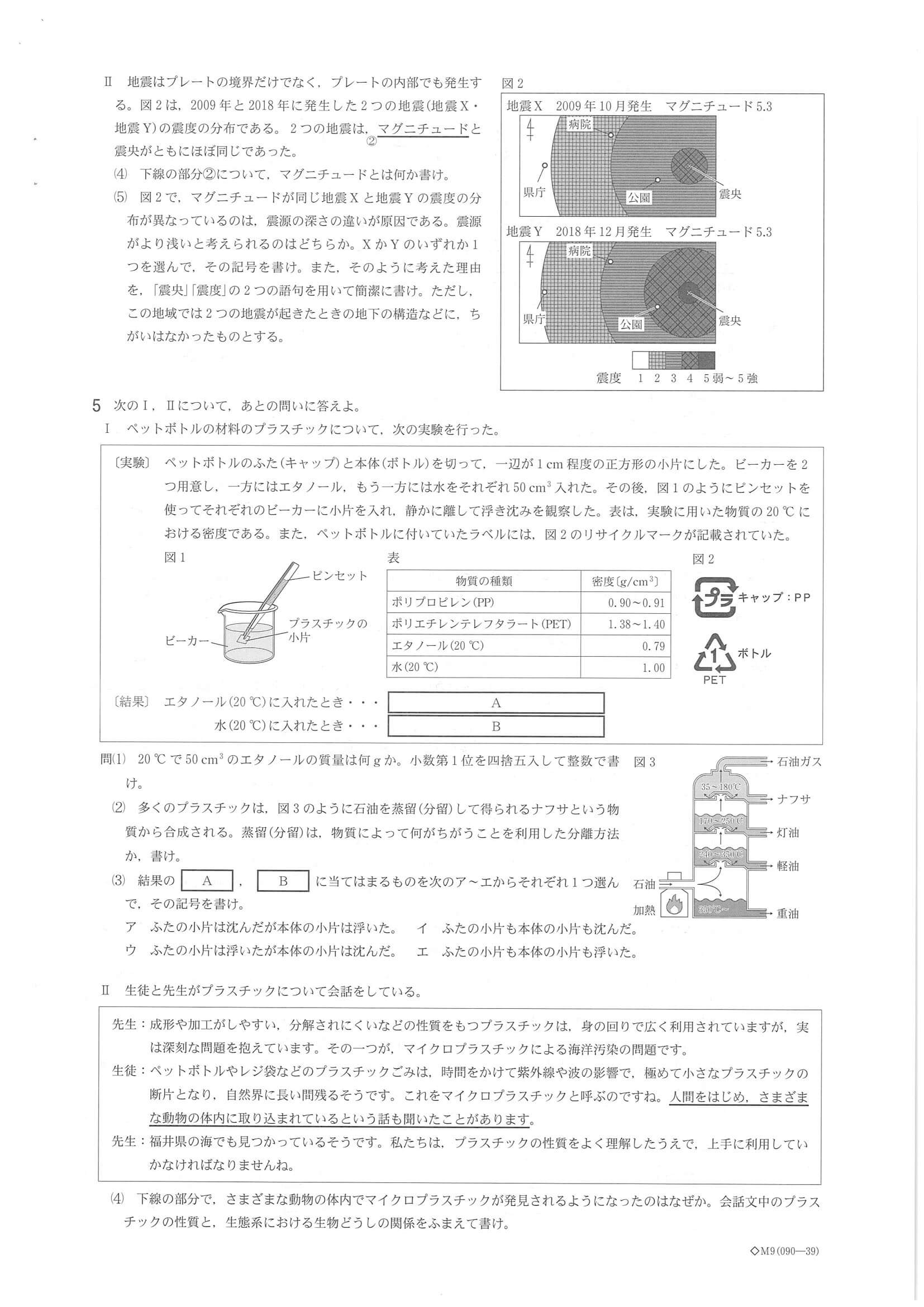 2021年度 福井県公立高校入試（標準問題 理科・問題）3/5