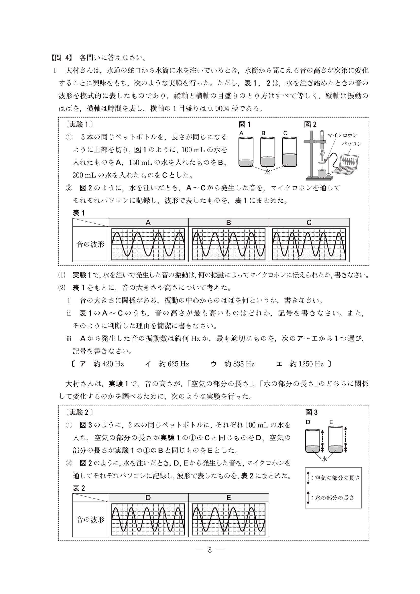 2023年度 長野県公立高校入試（標準問題 理科・問題）7/8