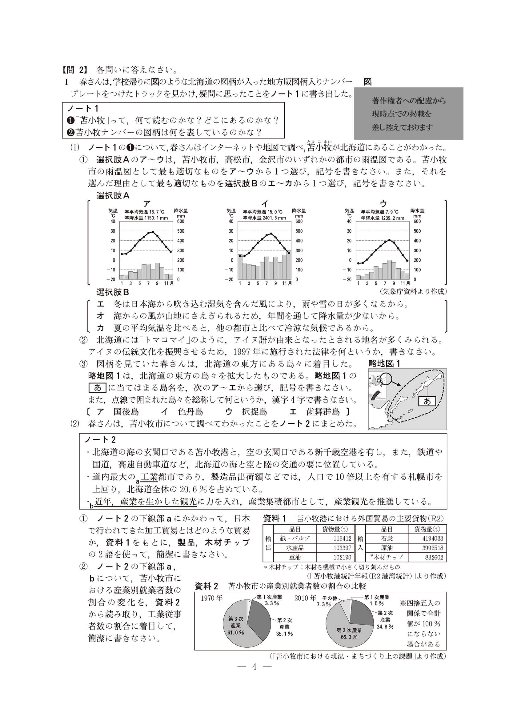 2023年度 長野県公立高校入試（標準問題 社会・問題）3/8