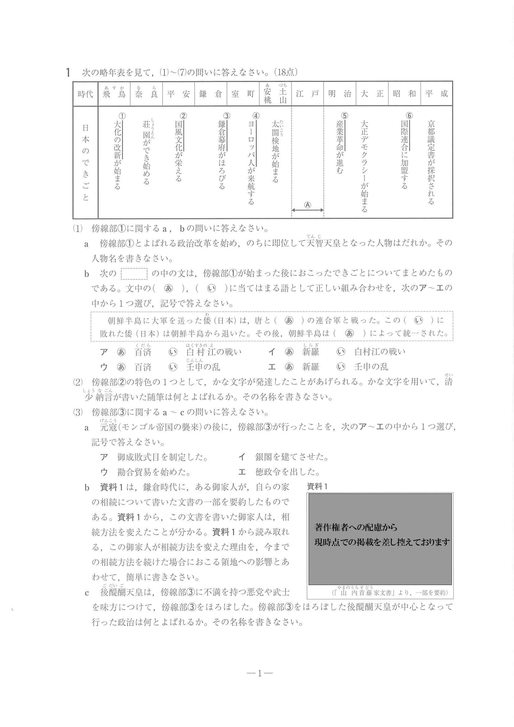 過去問 22年度 静岡県公立高校入試 標準問題 社会 問題 1 7 リセマム