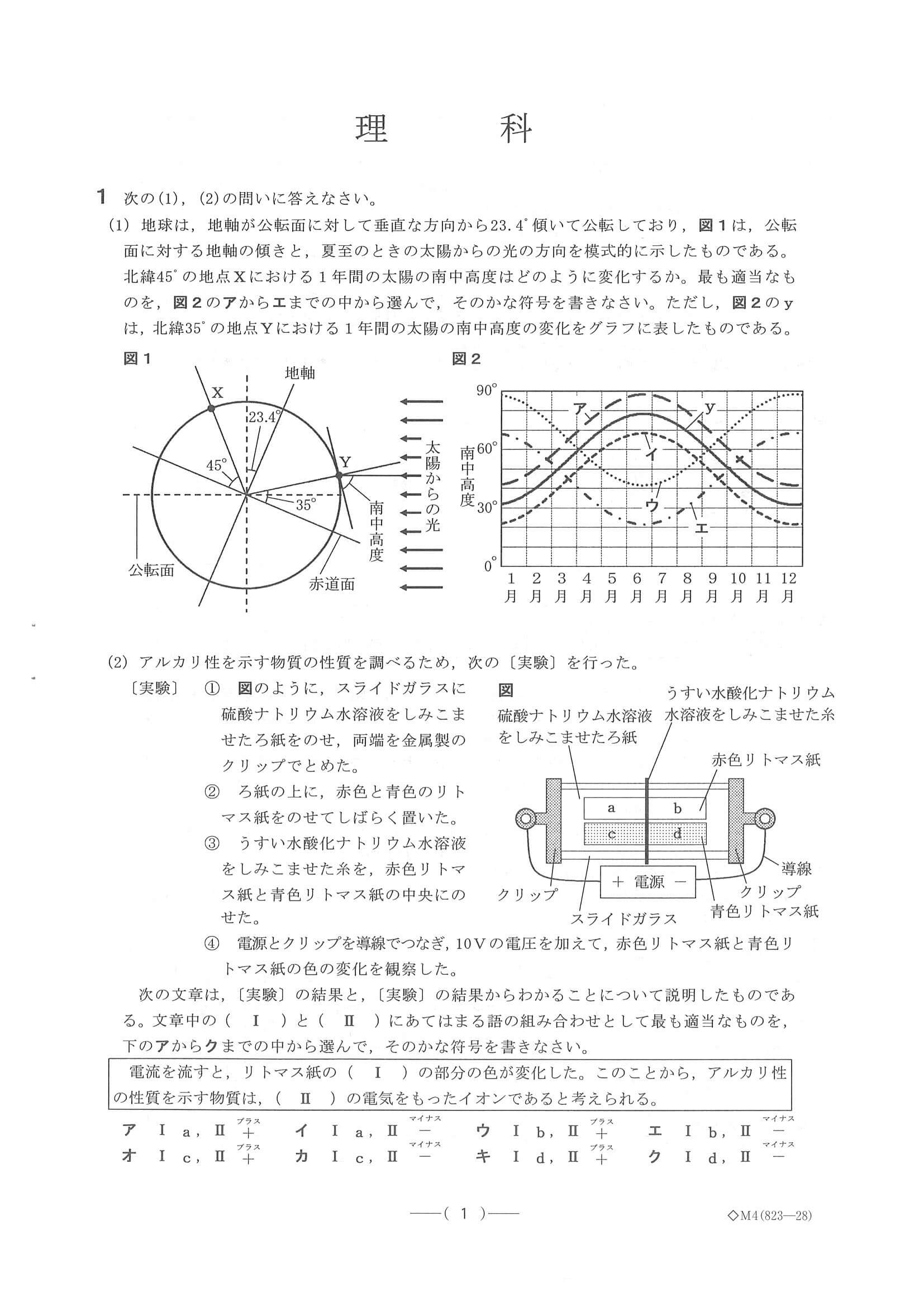 2021年度 愛知県公立高校入試（B日程 理科・問題）1/10