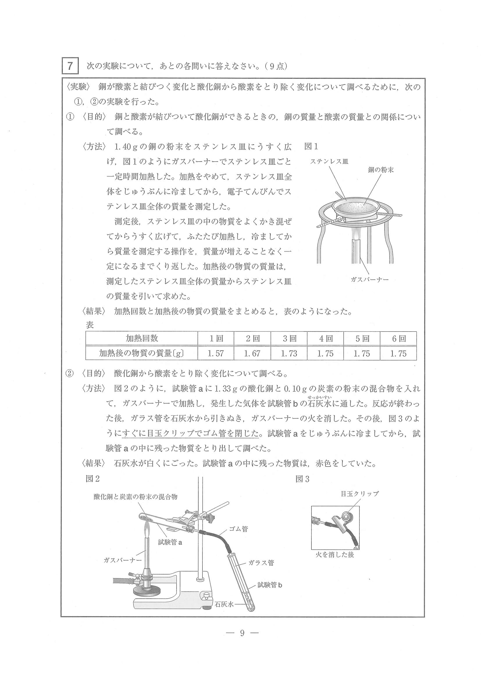 2023年度 三重県公立高校入試（標準問題 理科・問題）9/13