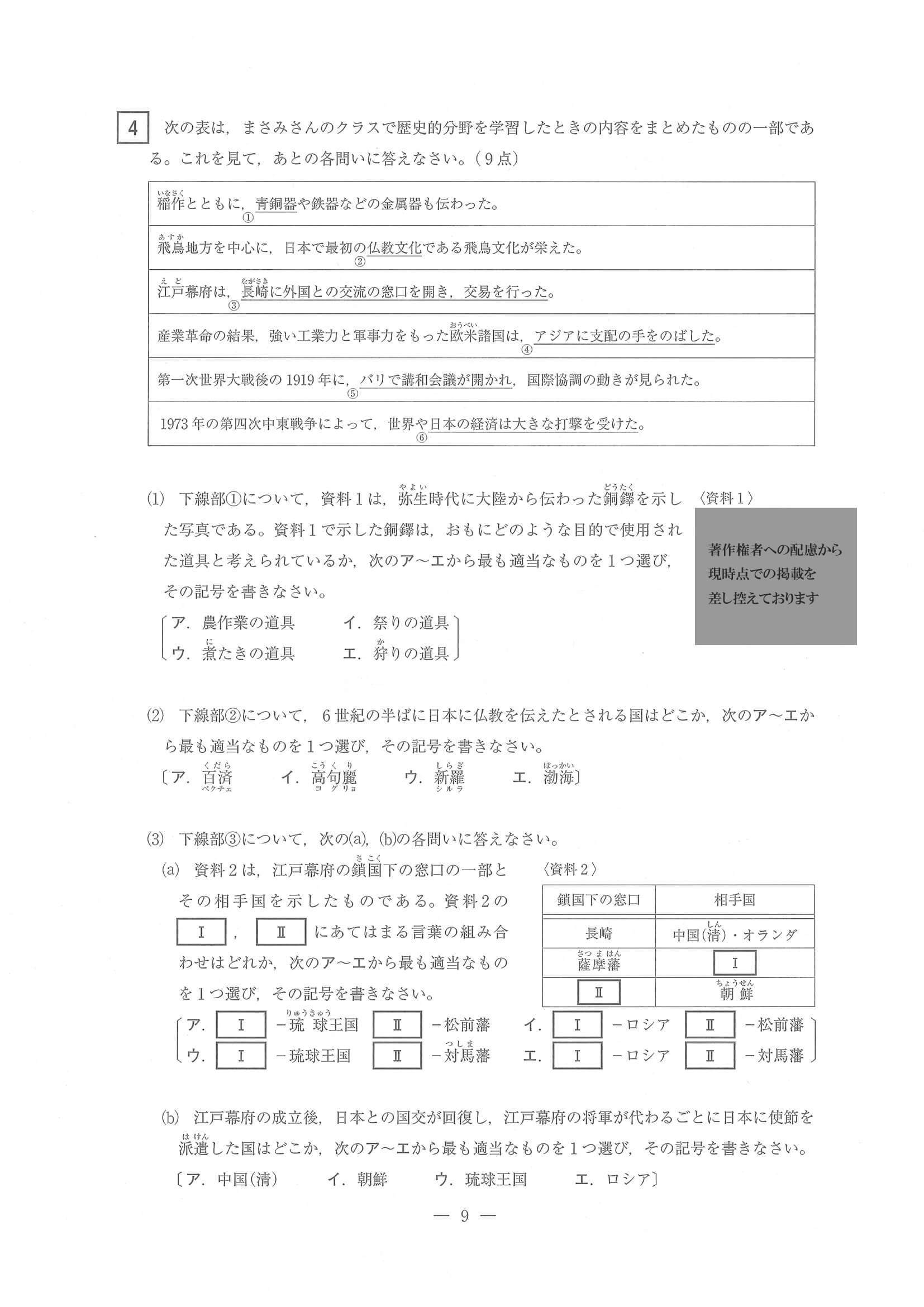 2023年度 三重県公立高校入試（標準問題 社会・問題）9/14